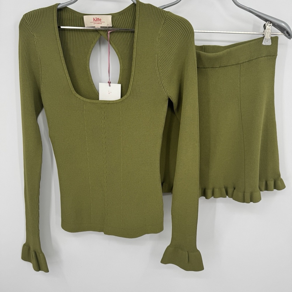 Kilte Collection Nelly Top & Raleigh Ruffle Skirt Set Eucalyptus Green S